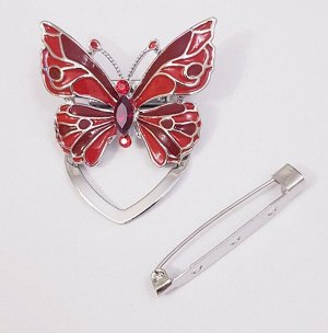 Брошь для шарфа "Бабочка", красная, арт. 043.138