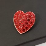 Мини-брошка &quot;Сердце&quot;, красная, со стразами, арт.606.176