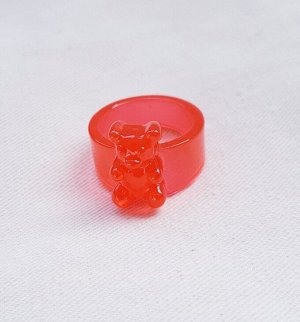 Модное кольцо с мишкой, цвет красный, арт.032.209