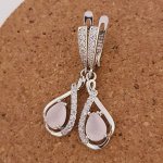 Серьги коллекция &quot;Дубай&quot; посеребрение,  розовый камень, 1267, арт.647.444
