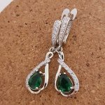Серьги коллекция &quot;Дубай&quot; посеребрение, зелёный камень, 1267, арт.647.445