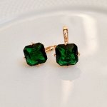 Серьги коллекция &quot;Дубай&quot; покрытие позолота, зеленый камень, арт.847.173
