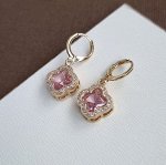 Серьги с камнем, покрытие цвет золото, цвет розовый арт.706.309