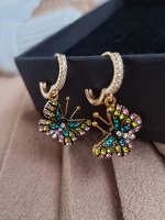 Серьги &quot;Бабочки&quot; покрытие под золото, 10108, арт.606.905