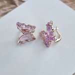 Серьги &quot;Бабочки&quot;, покрытие цвет золото, В07809, арт.706.288