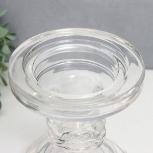Подсвечник стекло на 1 свечу "Анкара" d-3,7 и 8,5 см прозрачный 12х12х15 см
