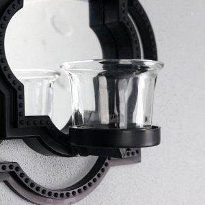 Подсвечник пластик, стекло на 1 свечу "Отражение" набор 2 шт d-4 см чёрная 8х20х20,5 см