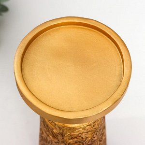 Подсвечник полистоун на 1 свечу "Растительные узоры" золото 25х9,5х9,5 см