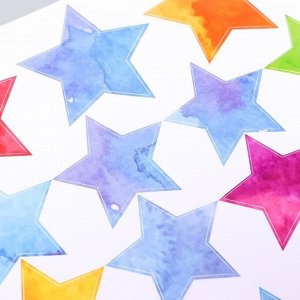 Наклейка пластик интерьерная цветная "Цветные звёзды" 45х50 см