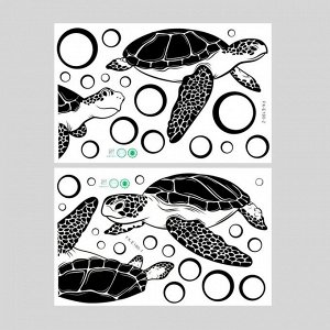 Наклейка пластик интерьерная чёрная "Черепахи" набор 2 листа 30х46 см