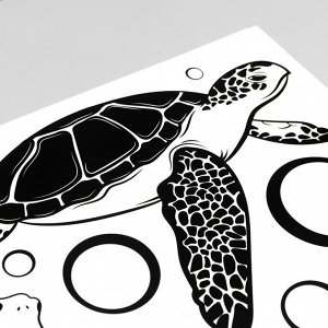 Наклейка пластик интерьерная чёрная "Черепахи" набор 2 листа 30х46 см