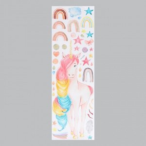 Наклейка пластик интерьерная цветная "Единорог с радужной гривой" 30х90 см