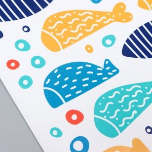 Наклейка пластик интерьерная цветная "Стая рыбок" 30х90 см