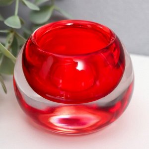 Подсвечник стекло на 1 свечу "Блоп" d-4 см красный 7,5х7,5х5,5 см