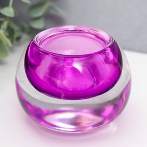 Подсвечник стекло на 1 свечу "Блоп" d-4 см фиолетовый 7,5х7,5х5,5 см