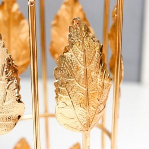 Подсвечник металл на 1 свечу "Золотые листья" цилиндр 19х9х9 см