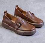 Лоферы из натуральной кожи на мягкой стельке, коричневые