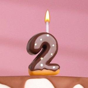 Свеча в торт ""Шоколадная глазурь"", цифра ""2"", 7 см