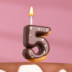 Свеча в торт ""Шоколадная глазурь"", цифра ""5"", 7 см