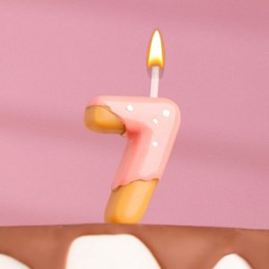 Свеча в торт "Клубничная глазурь", цифра "7", розовая, 3,8 см