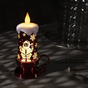 Светодиодная фигура «Свеча с Дедом Морозом» 9 x 15 x 7 см, пластик, батарейки AG13х3 (в комплекте), свечение тёплое белое