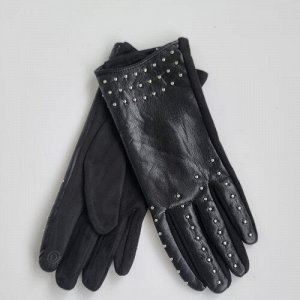 Перчатки женские, р-р 8,5, сенсорные, экокожа, искусственный замш, подкладка флис, цвет черный, арт.56.1192