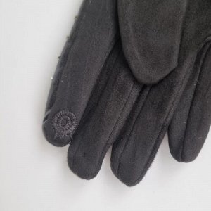 Перчатки женские, р-р 8,5, сенсорные, экокожа, искусственный замш, подкладка флис, цвет черный, арт.56.1192