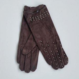 Перчатки женские, р-р 6,5, сенсорные, искусственный замш, подкладка флис, цвет коричневый, арт.56.1205