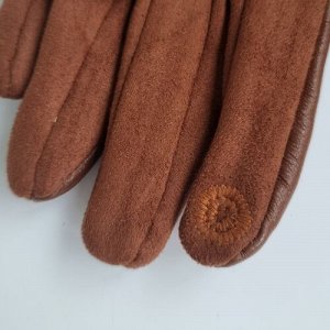 Перчатки женские, р-р 6,5, сенсорные, экокожа, искусственный замш, подкладка флис, цвет коричневый, арт.56.1193