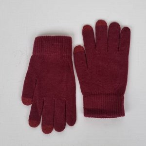 Перчатки женские, теплые, безразмерные, сенсорные, цвет бордовый, арт.56.1216