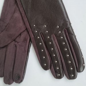 Перчатки женские, р-р 7, сенсорные, экокожа, искусственный замш, подкладка флис, цвет темно-коричневый, арт.56.1194
