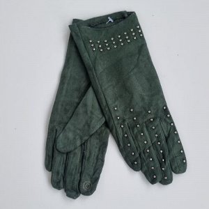 Перчатки женские, р-р 7,5, сенсорные, искусственный замш, подкладка флис, цвет зеленый, арт.56.1207