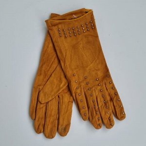 Перчатки женские, р-р 8, сенсорные, искусственный замш, подкладка флис, цвет темно-желтый, арт.56.1208