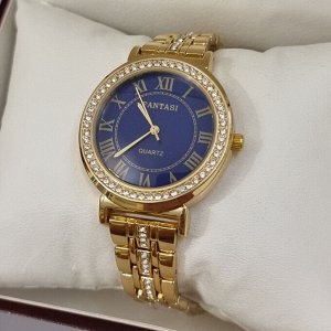 Наручные часы с металлическим браслетом, цвет циферблата тёмно-синий, Ч302450, арт.126.021