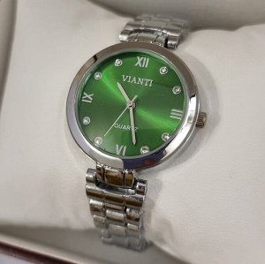 Наручные часы с металлическим браслетом, цвет циферблата зелёный, Ч302450, арт.126.041