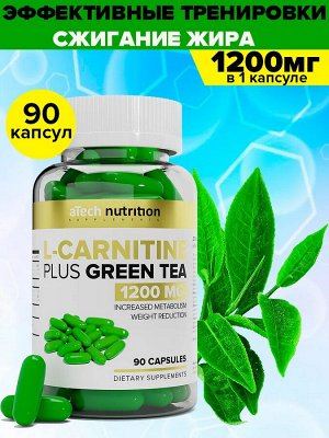 L-CARNITINE + GREEN TEA , aTech Nutrition, Комплексная добавка к пище, 90 капсул (МЖК)