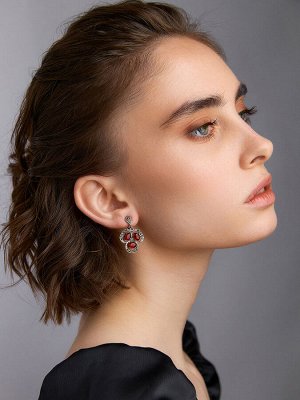 Ажурные серьги с коньячным янтарём и марказитами «Эйфория»