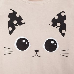 Футболка для девочки KAFTAN "Kitten" 34 (122-128), бежевый