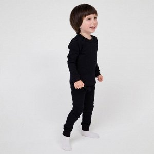 Термобельё детское (лонгслив, брюки), цвет чёрный, рост