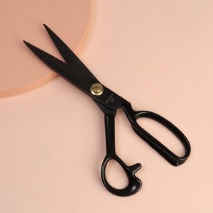 Ножницы закройные, скошенное лезвие, прорезиненная ручка, 10", 25 см, цвет чёрный
