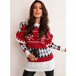 Женская туника-свитер, принт &quot;Новогодний&quot;, цвет красный