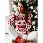 Женский свитер с новогодним принтом, цвет белый