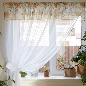 Тюль с подхватом и ламбрекеном «Солнечные цветы», 250x200 см, 100% п/э, вуаль