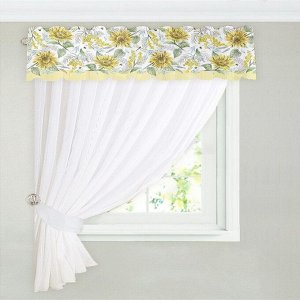 Тюль с подхватом и ламбрекеном «Солнечные цветы», 250x200 см, 100% п/э, вуаль