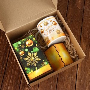 Подарочный набор "Наслаждайся и думай о чуде" , чайный домик, кружка, 20,5 х 20,5 х 10 см