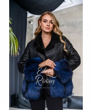 Дублёнка - куртка с мехом чернобурой лисы