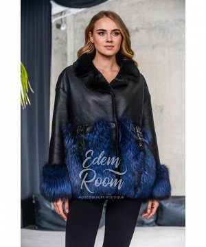 Дублёнка - куртка с мехом чернобурой лисы