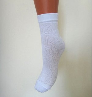 Набор из 3 пар носков для девочек с фактурным плетением, рисунок бабочки, цвет белый