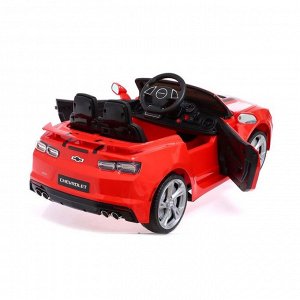Электромобиль CHEVROLET CAMARO 2SS, EVA колеса, кожаное сидение, цвет красный