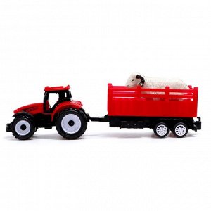 Набор инерционных тракторов «Фермер» с прицепом, 3 штуки